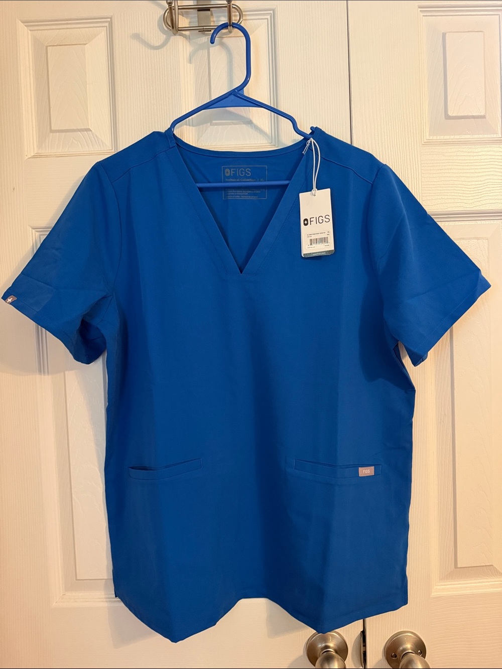 FIGS Women's V-Neck Scrub Top in Royal Blue